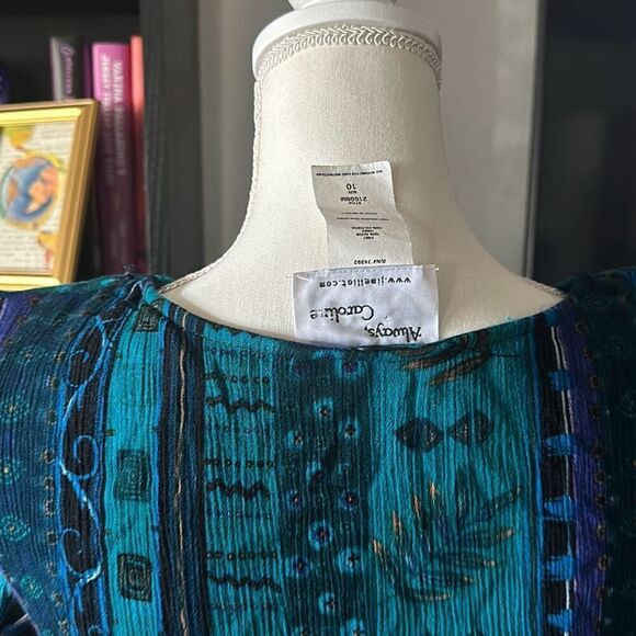 Always Caroline Size 10 Teal Vintage 90s dress Midi - Picture 7 of 9